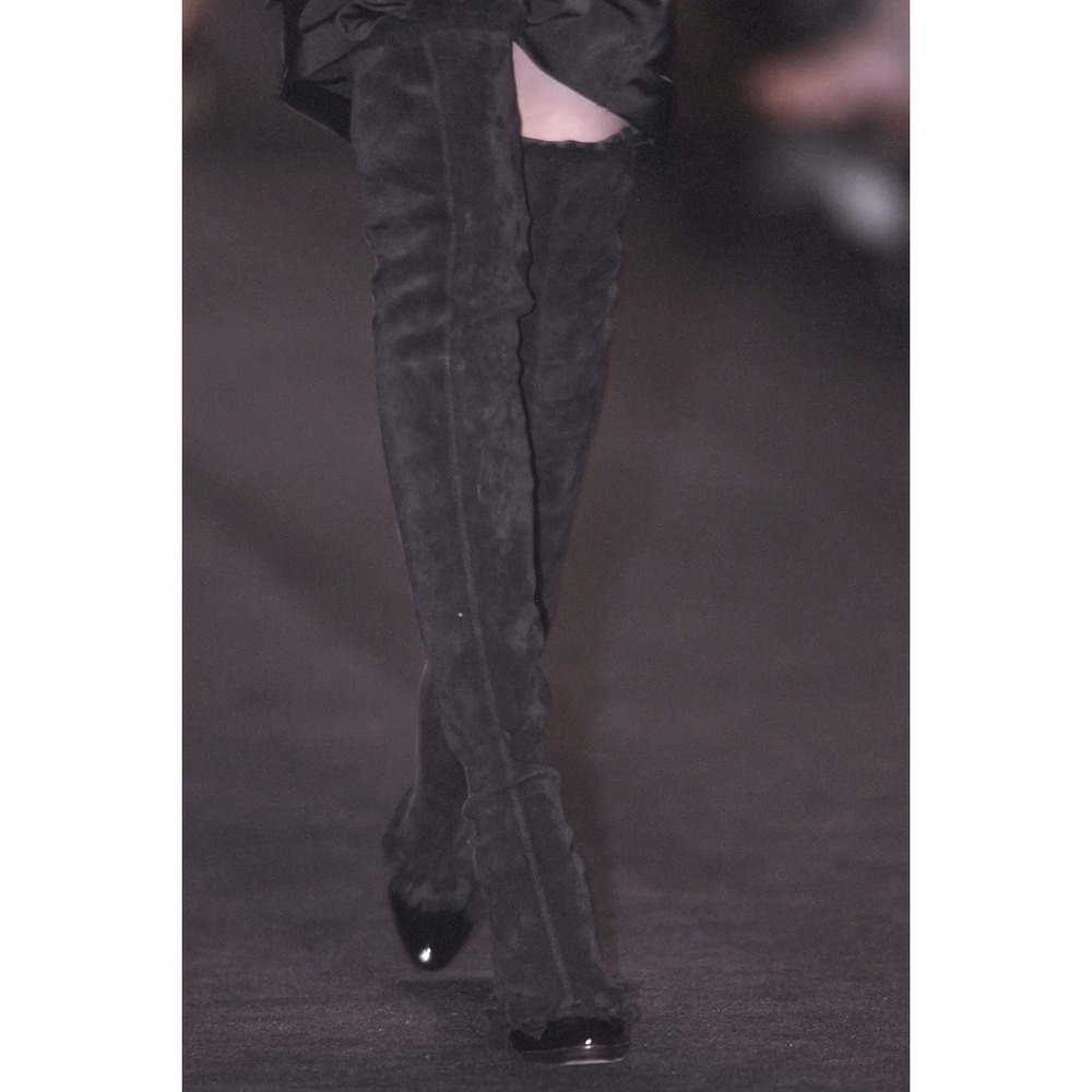 Yves Saint Laurent Tom Ford Fall 2002 Runway Thigh High Suede Boots 36.5 - Picture 8 of 9